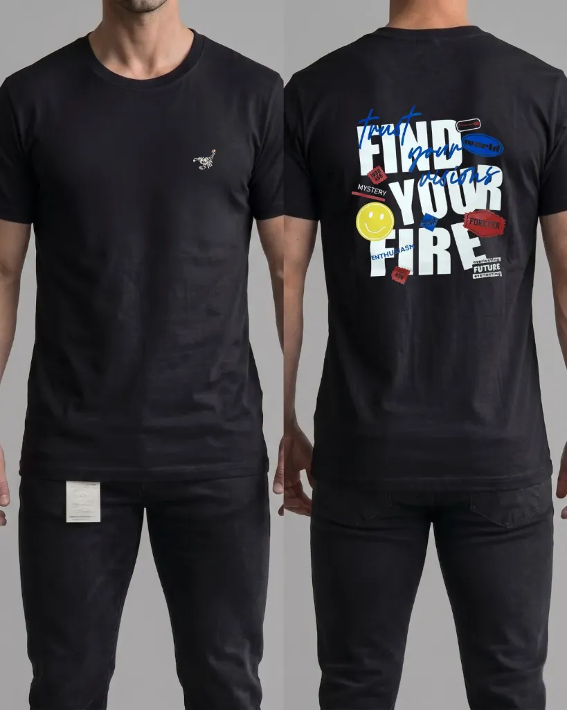 [HJ-003372-XL-NEGRO] Camiseta estampada (Find your fire) (Negro)