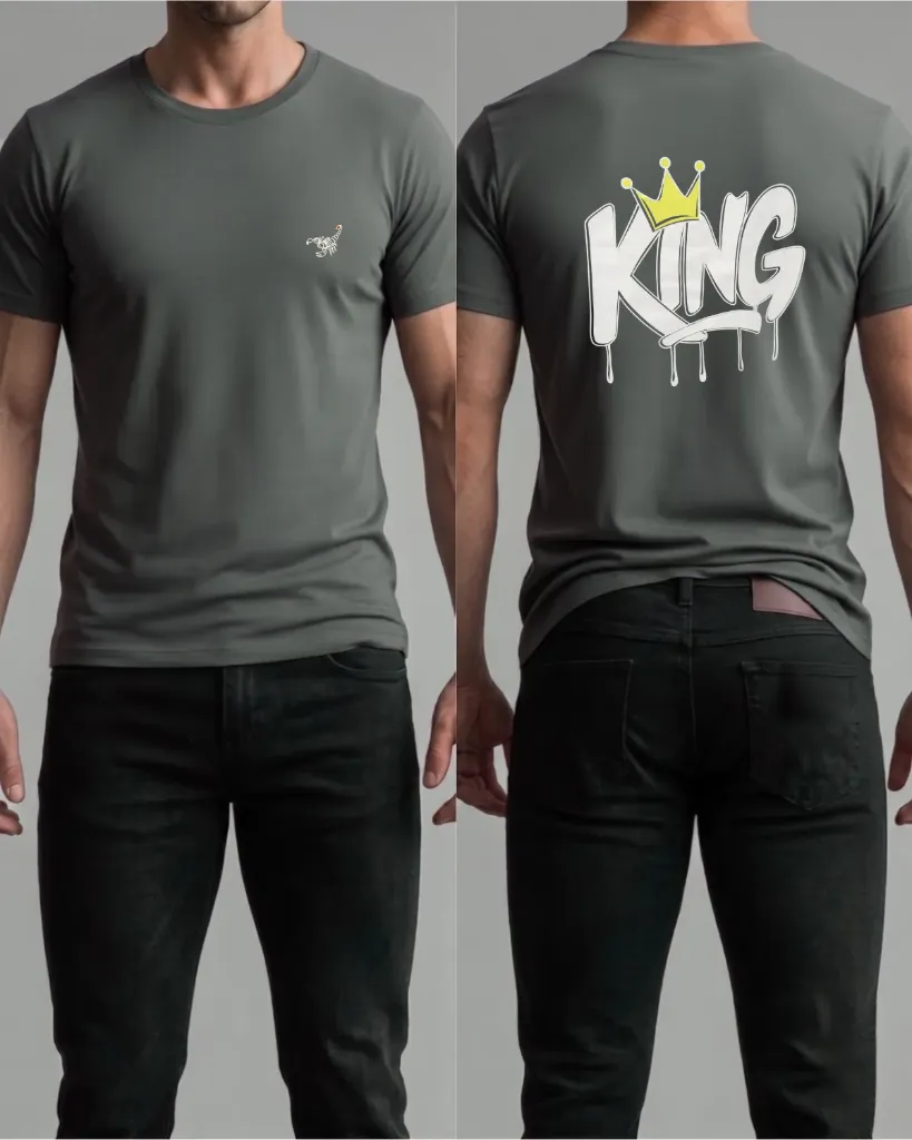 [HJ-002623-XL-GRIS-OSCURO] Camiseta estampada (King) (XL, Gris oscuro)