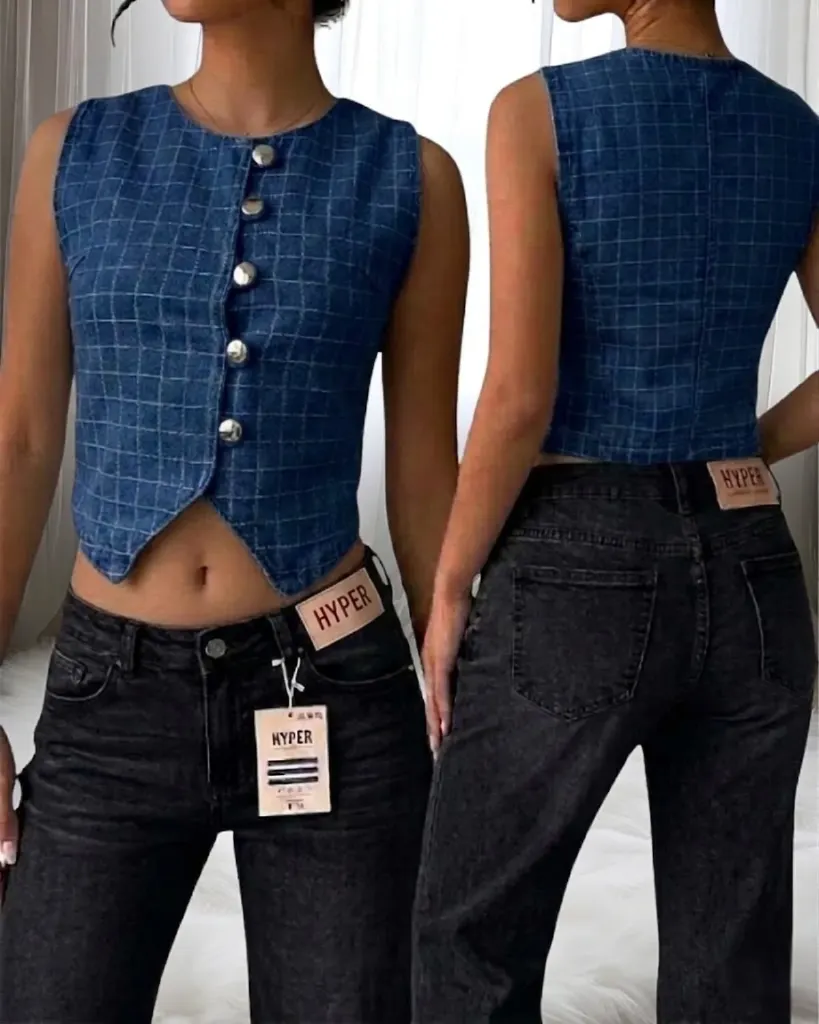 [HJ-001106-8-AZUL-MEDIO] Blusa de botones (8)
