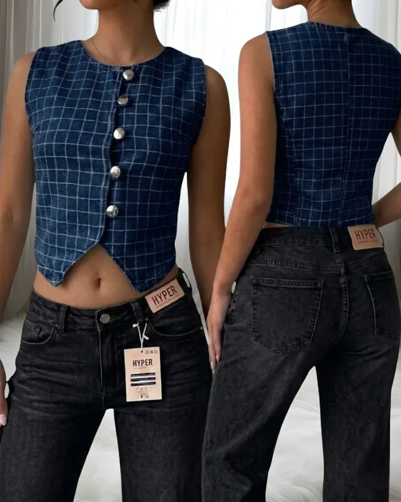 [HJ-001107-8-AZUL-OSCURO] Blusa de botones (8)