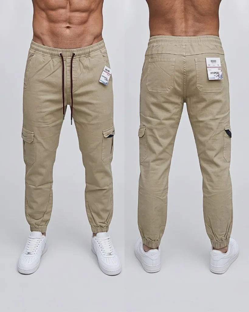 [HJ-001215-28-BEIGE] Joggers strech (28)